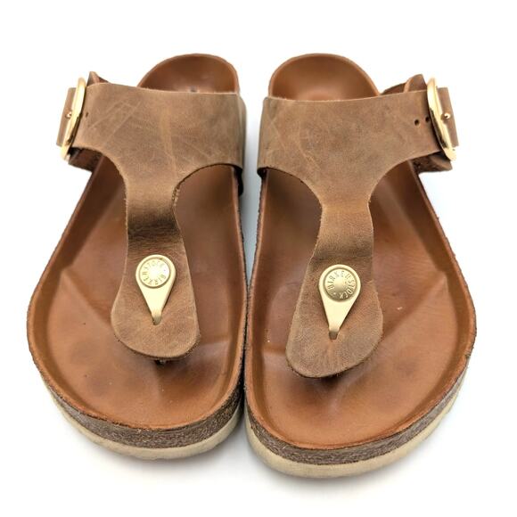 Birkenstock Gizeh Big Buckle Thong Sandals Unisex Leather Brown Size W7/M5 EU38 - Picture 2 of 9